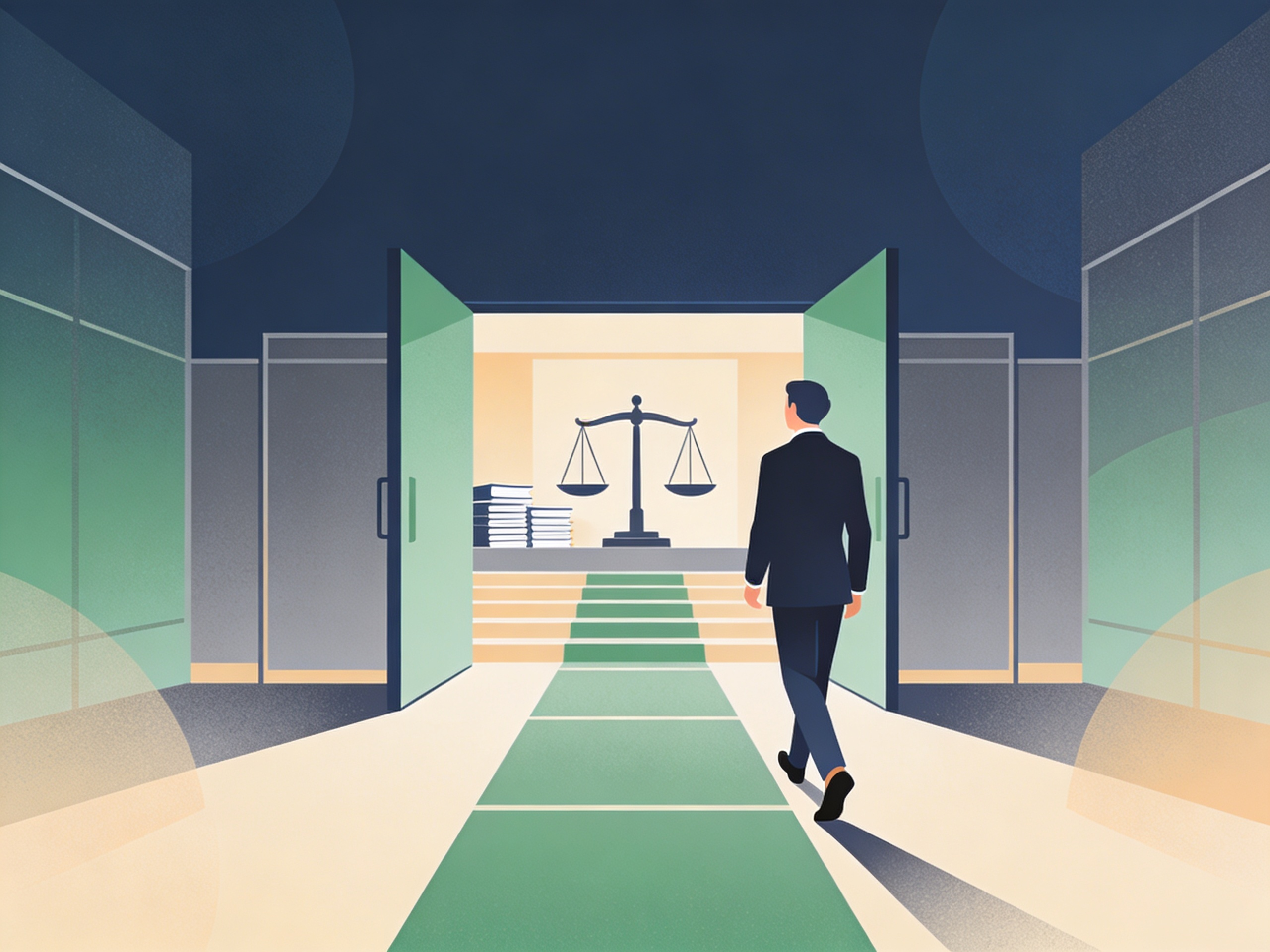 Einfluss Anwalt auf Erfolgsaussichten Kündigungsschutzklage Illustration Gerichtseingang